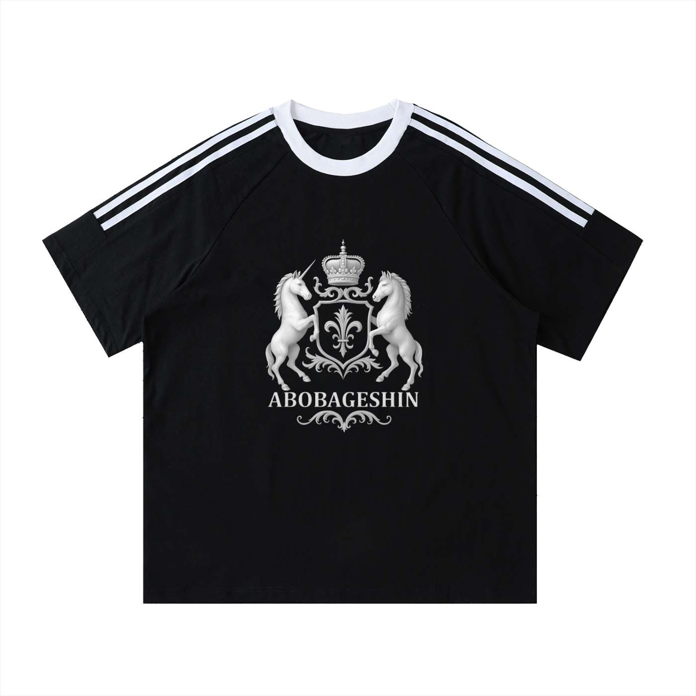 Contrast Tape Crewneck Cotton T-Shirt