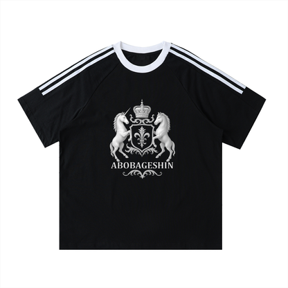 Contrast Tape Crewneck Cotton T-Shirt