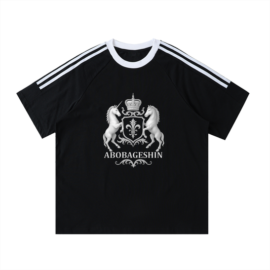 Contrast Tape Crewneck Cotton T-Shirt